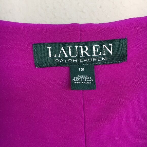 Lauren Ralph Lauren Ruched Cowl Neck Cocktail Dress Magenta Womens 12 Draped - Picture 7 of 14